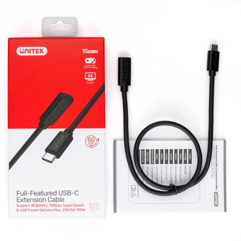 Unitek Przedłużacz USB-C 10Gbps 4K, PD 100W 1,5 m