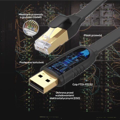 Unitek kabel RJ-45 na USB-A konsolowy 1,8m