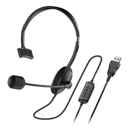 Genius HS-100U, słuchawki z mikrofonem, regulacja głośności, czarna, 2.0, Na głowę, USB