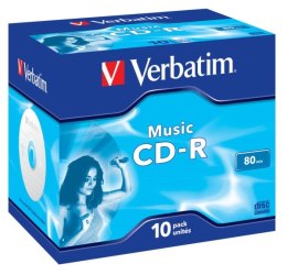 VERBATIM CD-R 80MIN MUSIC JEWEL CASE*10 43365
