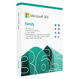 Oprogramowanie Microsoft 365 Family PL P10 1Y 6Users Win/Mac Medialess Box 6GQ-01940 6 użytkowników; 12 miesięcy