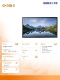 Samsung Monitor profesjonalny OH46B-S 46 cali Błyszczący 24h/7 3500(cd/m2) 3840x2160 (UHD) S7 Player (Tizen 6.5) 3 lata On-Site (LH46OHB