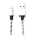 OMEGA LIGHTNING TO USB FABRIC BRAIDED CABLE KABEL 2A 1M POLYBAG SILVER [44823]