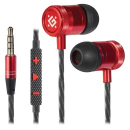 Defender Pollaxe, słuchawki z mikrofonem, regulacja głośności, czarno-czerwona, 2.0, douszne, 3.5 mm jack