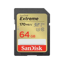 KARTA SANDISK EXTREME SDXC 64GB 170/80 MB/s C10 V30 UHS-I U3