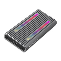 Obudowa/kieszeń Qoltec na dysk M.2 SSD | SATA | NVMe | RGB LED | USB-C | 4TB