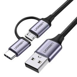 Kabel USB 2w1 UGREEN 	US177 Type-C / Micro USB, QC 3.0, 1m (czarny)