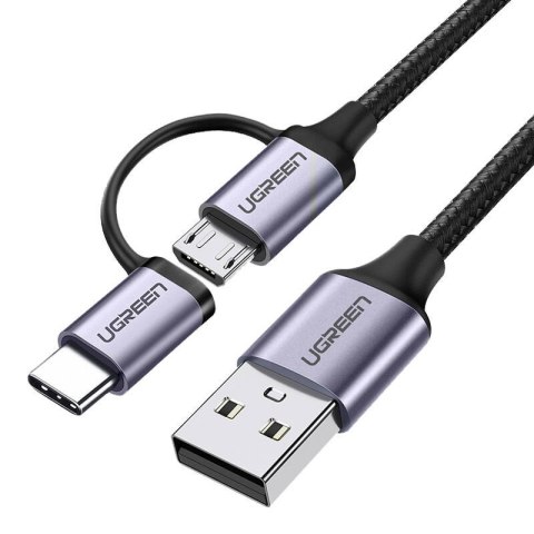 Kabel USB 2w1 UGREEN 	US177 Type-C / Micro USB, QC 3.0, 1m (czarny)