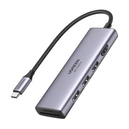 Adapter 5w1 UGREEN CM511 Hub USB-C do 3 portów USB3.0 + HDMI + TF/SD (szary)
