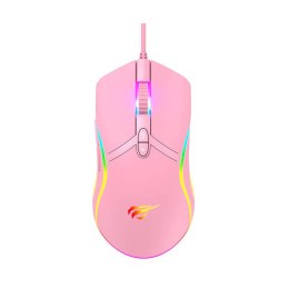 Mysz gamingowa Havit MS1026 RGB 1000-6400 DPI (różowa)