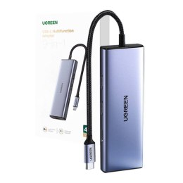 Adapter UGREEN Revodok 9w1 CM490 Hub USB-C, 2x USB-A 3.0, USB-A 2.0, 2x HDMI 4K/60Hz, SD/TF, RJ45 (gwiezda szarość)