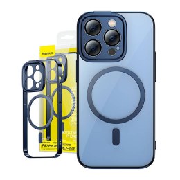 Zestaw ochronny Baseus Glitter przeźroczyste etui magnetyczne i szkło hartowane do iPhone 14 Pro Max (niebieski)