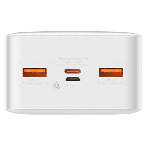 Powerbank Baseus Bipow 30000mAh, 2xUSB, USB-C, 20W (biały)