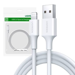 Kabel Lightning do USB UGREEN 2.4A US155, 0.25m (biały)
