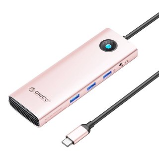 Stacja dokująca HUB 10w1 Orico USB-C, HDMI, 3xUSB, SD/TF, Audio (różowe złoto)