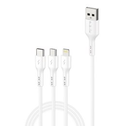 Kabel 3w1 USB do USB-C / Lightning / Micro USB Foneng X36, 2.4A, 1,2m (biały)