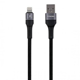 Kabel USB do Lightning Foneng X79, LED, Nylonowy oplot, 3A, 1m (czarny)