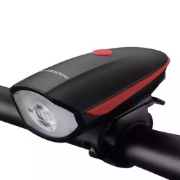 Lampka rowerowa z dzwonkiem elektrycznym Rockbros 7588 (czarno-czerwona)