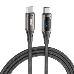 Kabel LED USB-C do USB-C Budi, 100W, 1.5m (czarny)
