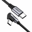 Kabel USB-C do USB-C, kątowy UGREEN 	US255 QC 3.0 PD 3A 60W 1m (czarny)