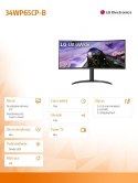 LG Electronics Monitor 34WP65CP-B 34 cale UltraWide QHD HDR10 FreeSync
