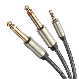 UGREEN AV126 Kabel TRS 3.5 mm do 2x TS 6.35 mm - 2m (szary)