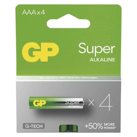 Bateria alkaliczna, AAA (LR03), AAA, 1.5V, GP, blistr, 4-pack, SUPER