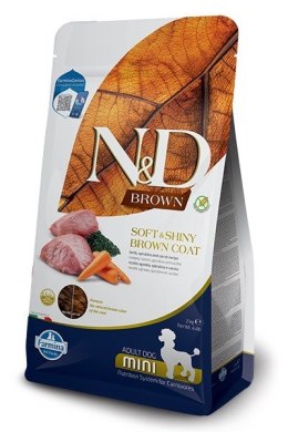 FARMINA N&D Brown Dog Lamb, Spirulina&Carrot Adult Mini - sucha karma dla psa - 2 kg