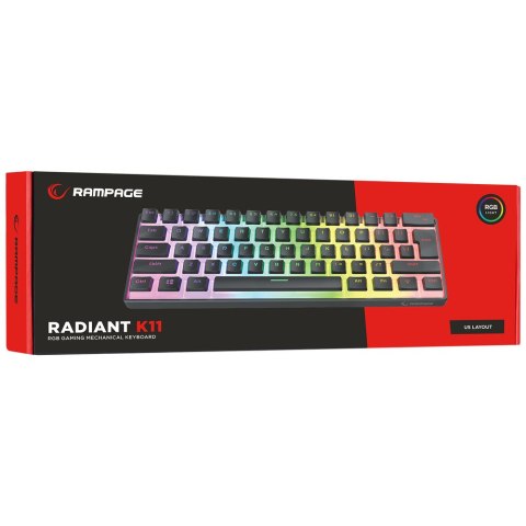 Rampage Klawiatura Mechaniczna RADIANT K11 PUDDING RGB RED