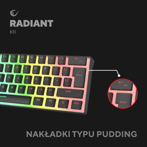 Rampage Klawiatura Mechaniczna RADIANT K11 PUDDING RGB RED