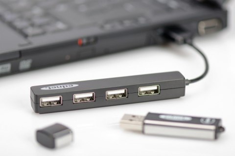 EDNET HUB/Koncentrator 4-portowy USB 2.0 HighSpeed, Czarny