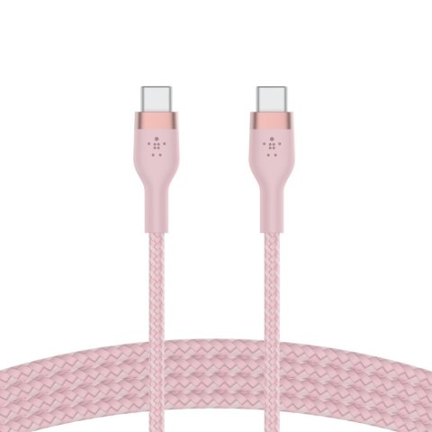 Belkin Kabel BoostCharge USB-C/USB-C silikonowy w oplocie 1m, różowy
