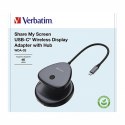 Bezprzewodowy adapter USB-C z koncentratorem WDA02 Share My Screen 4K 32147, czarny, długość przewodu 15cm, Verbatim