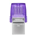 Kingston USB flash disk OTG, USB 3.0, 128GB, Data Traveler microDuo3 G2, srebrno-fioletowy, DTDUO3CG3/128GB, USB A / USB C