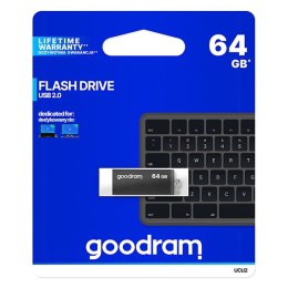 Goodram USB flash disk, USB 2.0, 64GB, UCU2, czarny, UCU2-0640K0R11, USB A, z obrotową osłoną
