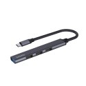 SAVIO HUB USB-C - 3 X USB-A 2.0, 1 X USB-A 3.0, SZARY, AK-71