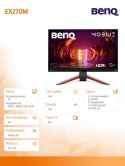 Benq Monitor 27 cali EX270M LED 1ms/20mln:1/HDMI