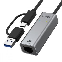 Unitek Adapter USB-A/C 3.1 GEN1 RJ45; 2,5 Gbps; U1313C