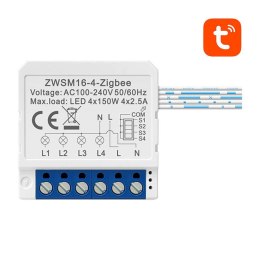 Inteligentny przełącznik dopuszkowy ZigBee Avatto ZWSM16-W4 TUYA