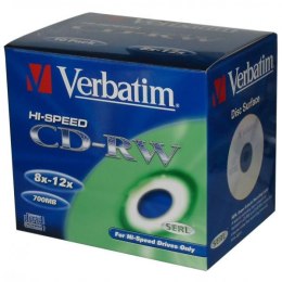 Verbatim CD-RW, 43148, SERL Scratch Resistant, 10-pack, 700MB, 12x, 80min., 12cm, bez możliwości nadruku, jewel box, do archiwiz