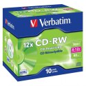 Verbatim CD-RW, 43148, SERL Scratch Resistant, 10-pack, 700MB, 12x, 80min., 12cm, bez możliwości nadruku, jewel box, do archiwiz