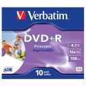 Verbatim DVD+R, Wide Inkjet Printable ID Brand, 43508, 4.7GB, 16x, jewel box, 10-pack, 12cm, do archiwizacji danych
