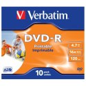 Verbatim DVD-R, Wide Inkjet Printable ID Brand, 43521, 4.7GB, 16x, jewel box, 10-pack, 12cm, do archiwizacji danych