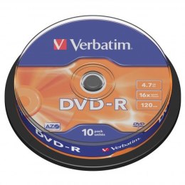 Verbatim DVD-R, Matt Silver, 43523, 4.7GB, 16x, spindle, 10-pack, bez możliwości nadruku, 12cm, do archiwizacji danych