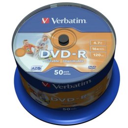 Verbatim DVD-R, Wide Inkjet Printable No ID Brand, 43533, 4.7GB, 16x, spindle, 50-pack, 12cm, do archiwizacji danych