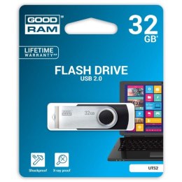 Goodram USB flash disk, USB 2.0, 32GB, UTS2, czarny, UTS2-0320K0R11, USB A, z obrotową osłoną