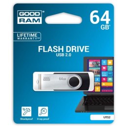 Goodram USB flash disk, USB 2.0, 64GB, UTS2, czarny, UTS2-0640K0R11, USB A, z obrotową osłoną