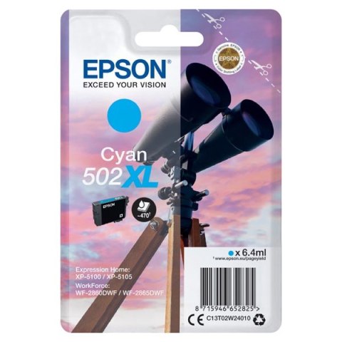 Epson oryginalny ink / tusz C13T02W24010, 502XL, T02W240, cyan, 470s, 6.4ml