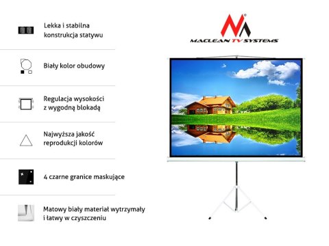 Ekran projekcyjny na stojaku Maclean MC-608 (rozwijane ręcznie; 240 x 180 cm; 4:3; 120")
