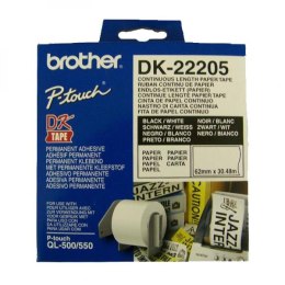 Brother rolki papierowe 62mm x 30.48m, biała, 1 szt., DK22205, do drukowania etykiet